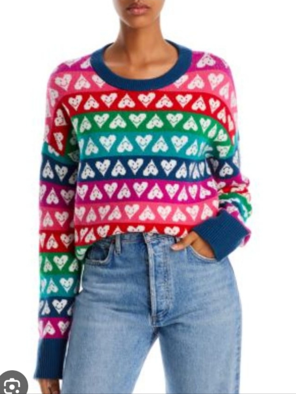 NWT Aqua x Kerry Rosenthal happy hearts sweater size Small
